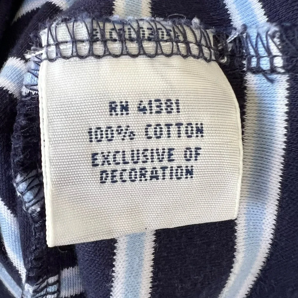 Ralph Lauren Polo Shirt Men's 100% Cotton Navy Baby Blue Stripes Classic Fit L